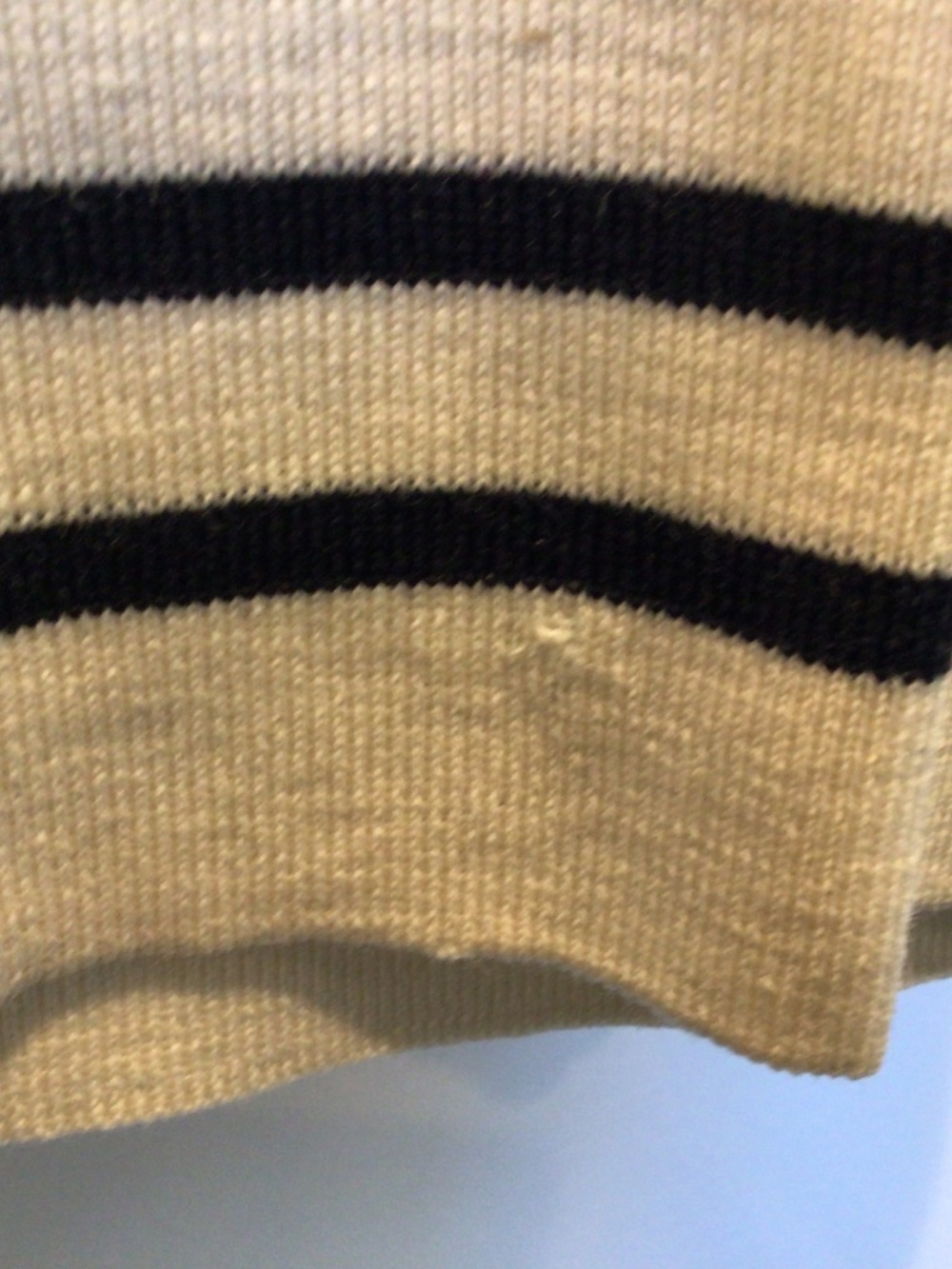 Saint James - Pure wool striped navy blue and cream quarter-zip sweater size 38 - Picture 9 of 16